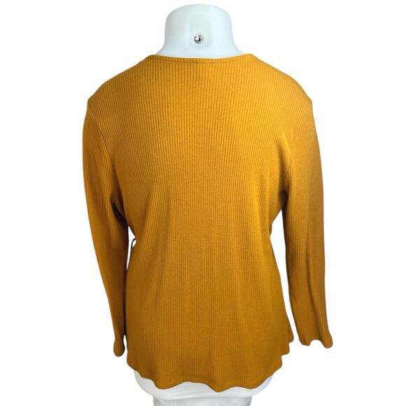 Old Navy Women's Orange Rib Knit Long Sleeve V-neck Wrap Tie Sweater Top Sz XXL - Picture 2 of 4